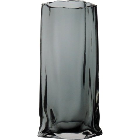 Vaso  Decorativo Cachepô Enfeite  30x15x10cm Vidro Cinza Nh