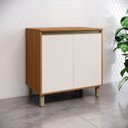 Ver imagem 1 de Balcão 2 Portas 80cm com Tampo Venaly Marrom/Cinamomo/Off White