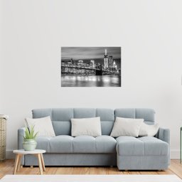 Quadro Decorativo Ponte Brooklyn Nova York a Noite em Preto e Branco - 2
