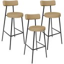 Ver imagem 1 de Kit 03 Banquetas Altas Cozinha Bar Sala De Jantar Em Aço Milão L02 Linho Bege Escuro - Lyam Decor