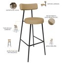 Ver imagem 4 de Kit 03 Banquetas Altas Cozinha Bar Sala De Jantar Em Aço Milão L02 Linho Bege Escuro - Lyam Decor