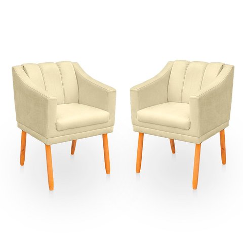 Kit com 2 Poltronas Cadeira para Sala Confortável e Moderna Mila Suede:terracota