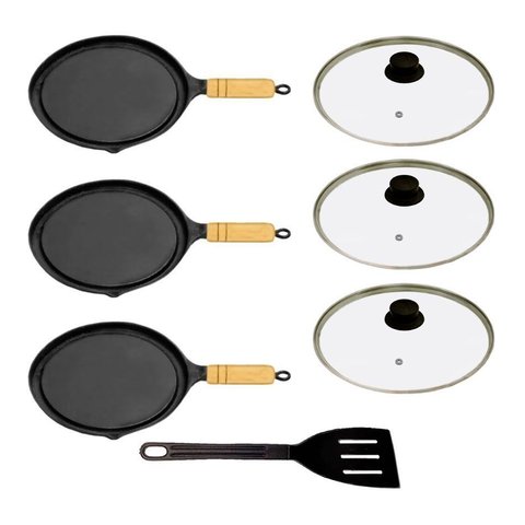 Kit 3 Bifeteiras Antiaderente Redonda TV 23cm e Espátula
