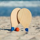 Ver imagem 2 de Kit 2 Raquete Madeira Frescobol Praia e 1 Bola Borracha