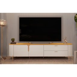 Rack Bancada P/ Tv até 75 Pol Celine 100% Mdf C/ Pés 241x57cm Bali/cedro - Dj Móveis - 1