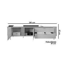 Rack Bancada P/ Tv até 75 Pol Celine 100% Mdf C/ Pés 241x57cm Bali/cedro - Dj Móveis - 2