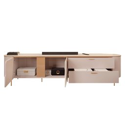 Rack Bancada P/ Tv até 75 Pol Celine 100% Mdf C/ Pés 241x57cm Bali/cedro - Dj Móveis - 3