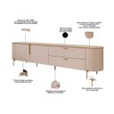 Ver imagem 6 de Rack Bancada P/ Tv até 75 Pol Celine 100% Mdf C/ Pés 241x57cm Bali/cedro - Dj Móveis