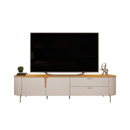 Rack Bancada P/ Tv até 75 Pol Celine 100% Mdf C/ Pés 241x57cm Bali/cedro - Dj Móveis - 4