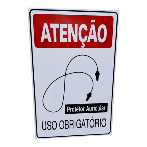 Placa de Sinalização Protetor Auricular Obrigatorio 20x30 Cm