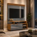 Ver imagem 1 de Home para TV até 60" 2 Portas Berlim Cinza Perolado Tauri Ripado Lukaliam