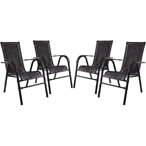 Conjunto 4 Cadeiras Bela, Artesanal p/ jardim, varanda, edícula, área, sacada, recepção, sala de esp