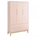Ver imagem 6 de Dormitório Classic 3 Portas e Cômoda 3 Gavetas Rosa com Pés Madeira Natural - Reller Móveis Rosa