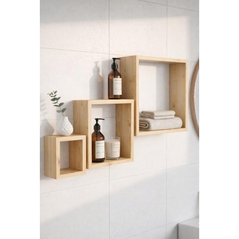 Kit 3 Nichos de Madeira Maciça 40x40