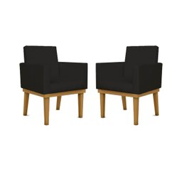 Kit 02 Poltronas Decorativa Reforçada Oferta Courino Balaqui Cor:preto - 1 Kit 02 Poltronas Decorativa Reforçada Oferta Courino Balaqui Cor:preto - 1