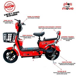 Bicicleta Elétrica - Classic Pam - 500w 48v 13ah Lithium - Vermelha - Plug And Move - 3