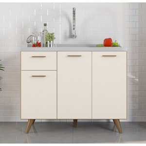 Balcão Gabinete para Pia 105m sem Tampo 3 Portas 1 Gaveta - Freijó Uv/off Acetinado Poliman