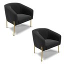 Ver imagem 1 de Cadeira Sala de Jantar Pé de Ferro Dourado Kit 2 Stella Suede D03 - D'Rossi