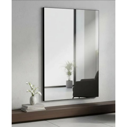 Espelho Retangular 40x60 com Moldura em Couro Preto