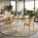 Ver mais imagens de Conjunto Mesa de Jantar Solaris 4 Lugares Tampo de Vidro Marmorizado Branco 120cm Magazine Decor