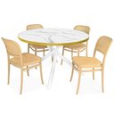 Ver imagem 1 de Conjunto Mesa de Jantar Solaris 4 Lugares Tampo de Vidro Marmorizado Branco 120cm Magazine Decor