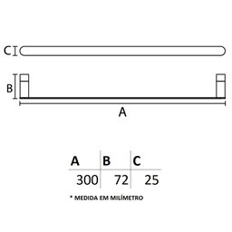 Porta Toalha - 30cm - Solano Black - 2