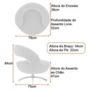 Ver imagem 4 de Poltrona Giratória 78cm Louk Veludo Preto - Sallar Home