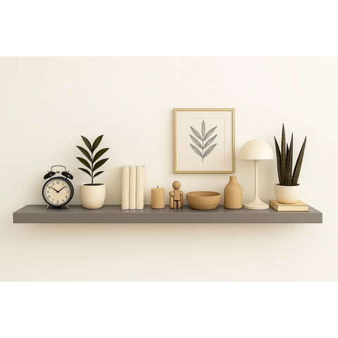 Prateleira Mdf 160x20 Moderna Suporte Parede Invisivel 30mm:cinza Escuro