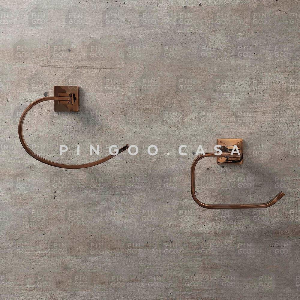 Acessórios Para Banheiro Quadrado 2 Peças São Francisco Pingoo.casa - Dourado Rose - 2