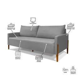 Sofá Elegance 2 Lugares 1,40m Linho Cinza Escuro Recepção Consultório Clean Moderno - Lv - 4