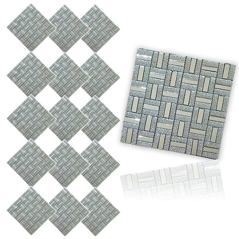 Pastilha de Vidro Kit 15 Uni Adesiva Parede Sala Cozinha Banheiro Facil Aplicacao Decorativa Moderna