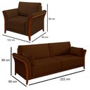 Ver imagem 4 de Kit Sofá Living 3 Lugares e Poltrona 102cm Pés Madeira Roya M22 Veludo Marrom - Mpozenato
