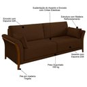 Ver imagem 5 de Kit Sofá Living 3 Lugares e Poltrona 102cm Pés Madeira Roya M22 Veludo Marrom - Mpozenato