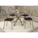 Ver imagem 1 de Conjunto Sala de Jantar Mesa com 4 Cadeiras Estofadas 683 Kappesberg Crome Niquel/marrom