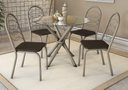 Ver imagem 1 de Conjunto Sala de Jantar Mesa com 4 Cadeiras Estofadas 683 Kappesberg Crome Niquel/marrom