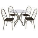 Ver imagem 2 de Conjunto Sala de Jantar Mesa com 4 Cadeiras Estofadas 683 Kappesberg Crome Niquel/marrom