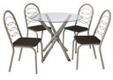 Ver imagem 2 de Conjunto Sala de Jantar Mesa com 4 Cadeiras Estofadas 683 Kappesberg Crome Niquel/marrom