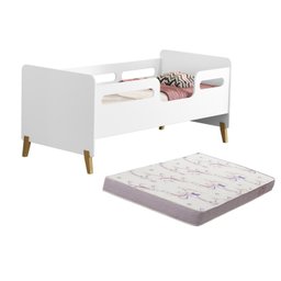 Cama Infantil Mini Cama Cecília Montessoriana Pes de Madeira com Colchão Incluso:branco - 1