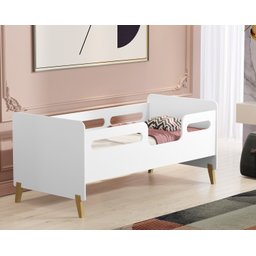 Cama Infantil Mini Cama Cecília Montessoriana Pes de Madeira com Colchão Incluso:branco - 2