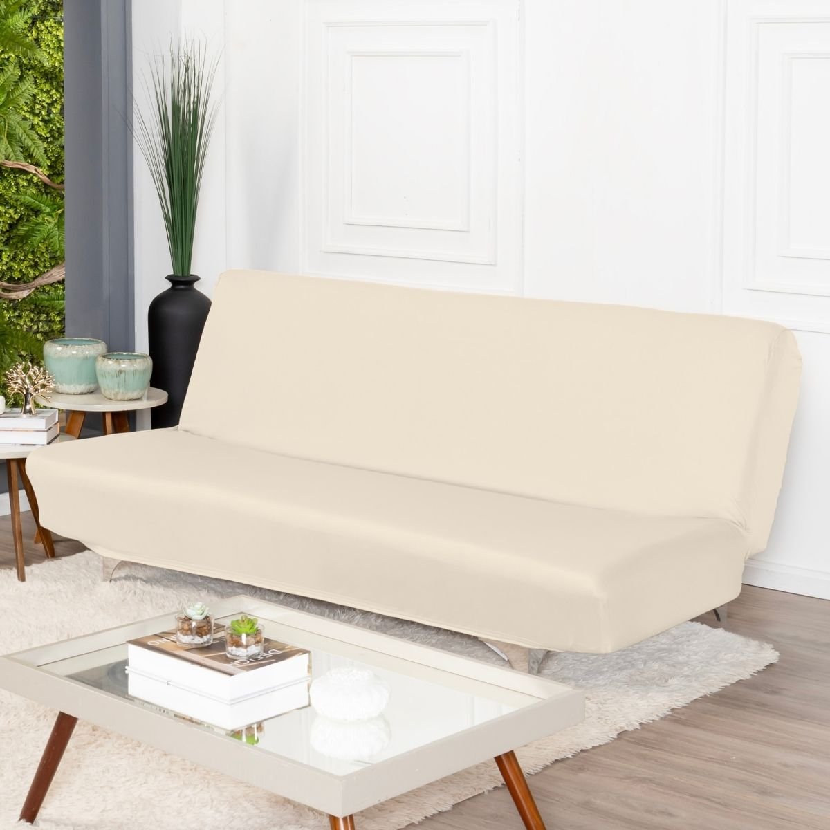 Capa para Sofá sem Braço Modelo Sofá Cama Fundas de Futon Lisa de Malha Gel Premium 2 Lugares de 1,2 - 1