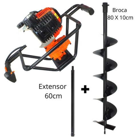 Perfurador de Solo Para Construções de Cercas e Cercados Vulcan VPS520 Broca 80x10cm + Extensor