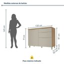 Ver imagem 5 de Balcão 1 Porta 3 Gavetas Marquesa 120cm 100% MDF Cinza/Nature Greige
