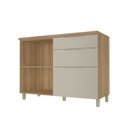 Ver imagem 4 de Balcão 1 Porta 3 Gavetas Marquesa 120cm 100% MDF Cinza/Nature Greige