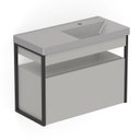 Ver imagem 1 de Gabinete com Lavatório 80cm x 60cm de 2 Gavetas Flow Cinza/Stone