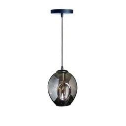 Lustre Pendente Cúpula Vidro Preto Cromado Alien Moderno - 2