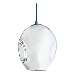 Lustre Pendente Cúpula Vidro Preto Cromado Alien Moderno - 3