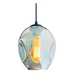 Lustre Pendente Cúpula Vidro Preto Cromado Alien Moderno - 1