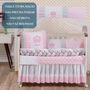 Ver imagem 5 de Enxoval Berço 11 Peças Menino Realeza Bordado com Mosquiteiro:rosa
