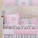 Ver imagem 1 de Enxoval Berço 11 Peças Menino Realeza Bordado com Mosquiteiro:rosa