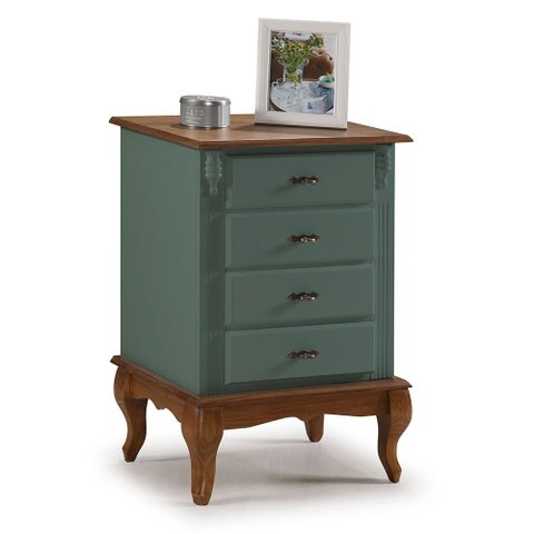 Mesa de Cabeceira Retrô 4 Gavetas Pés Luiz Xv 60404 Linz Móveis